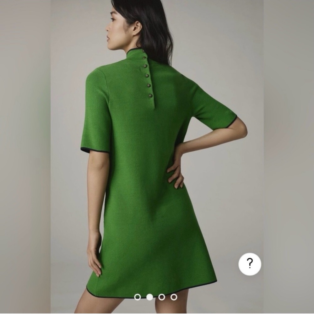 💚 NWOT Maeve by Anthropologie Knit Green 60s Inspired MadMen Mini Dress - S - Picture 10 of 11